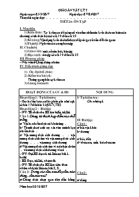 Giáo án Vật lí lớp 7 - Tiết 26 Ôn tập - Năm học 2016-2017